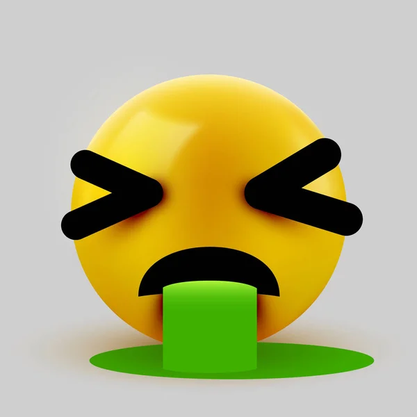 Vómitos 3D emoticono aislado sobre fondo blanco . — Vector de stock