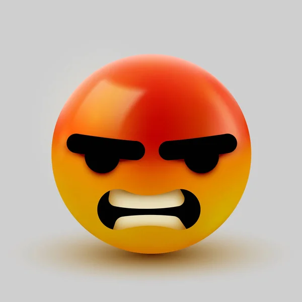 Emoji enojado, enojado, emoticono. Redes sociales sonrientes . — Vector de stock