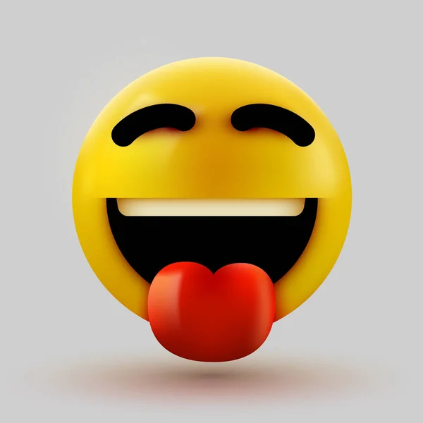 Emoji 3d visage souriant avec langue coincée . — Image vectorielle