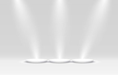 İş kavramları için beyaz kazananlar podyumu, podyum set nesnesi