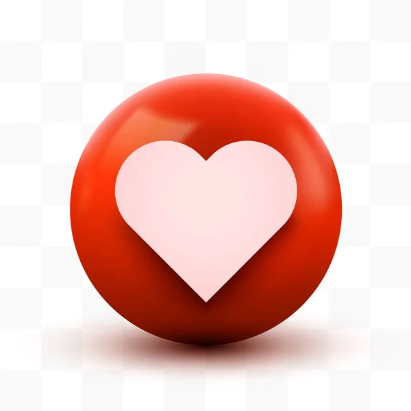 Segno a sfera cuore 3D Emoticon Icon Design per social network. Emoji moderno . — Vettoriale Stock