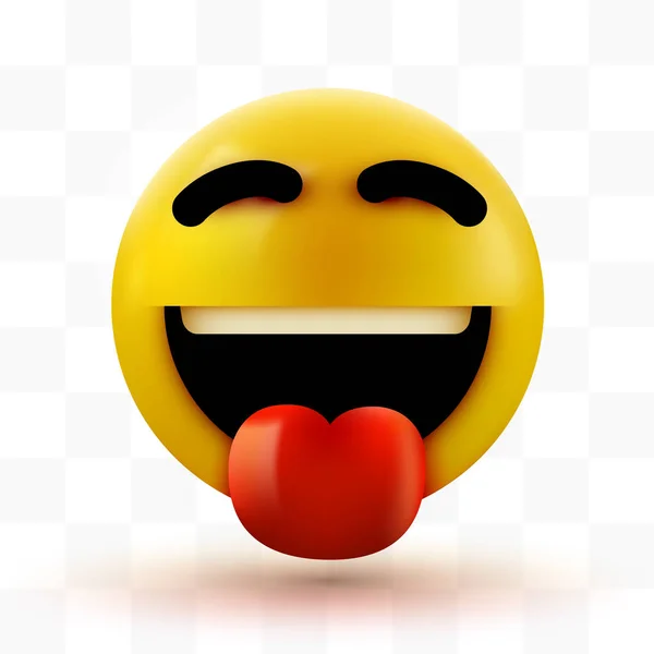 Emoji 3d χαμογελαστό πρόσωπο με κολλημένη γλώσσα. — Διανυσματικό Αρχείο