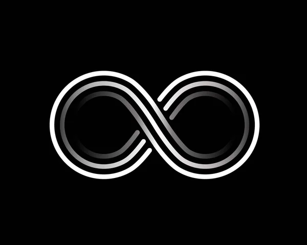 Infinity line symbol on the black background. — Stock Vector