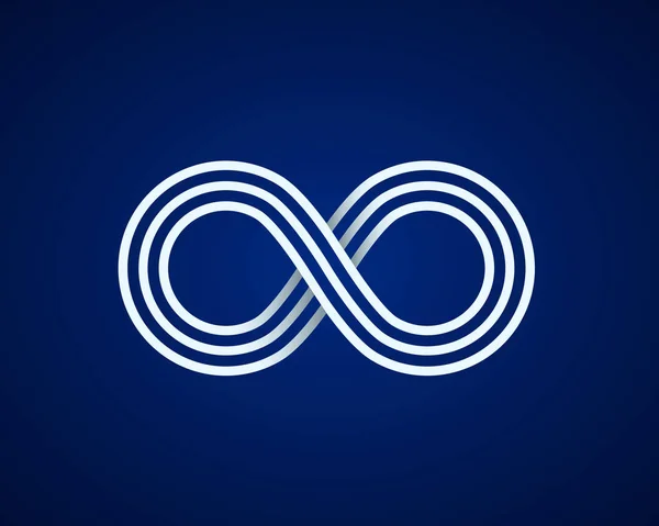 Símbolo de línea infinita sobre el fondo azul . — Archivo Imágenes Vectoriales