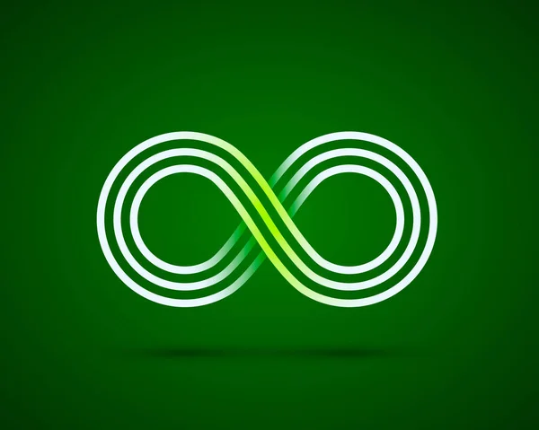 Символ бесконечной линии на зеленом фоне . — стоковый вектор