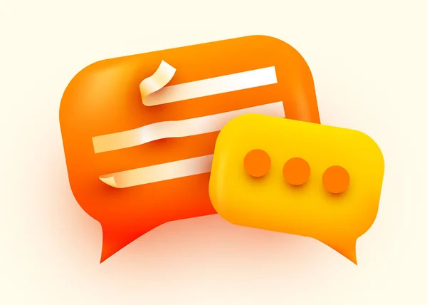 Bulle de chat 3d. Conversation, dialogue, messager ou concept de support en ligne. concept. — Image vectorielle