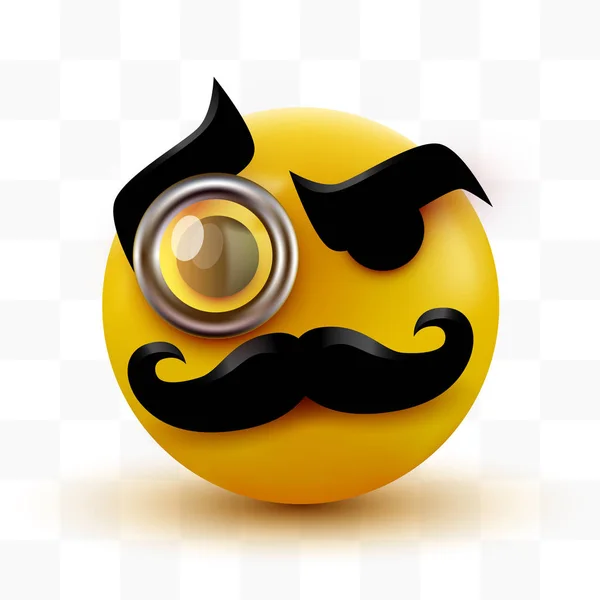 Gentleman emoticon. Sir icon with mustache and monocle. — Stock Vector
