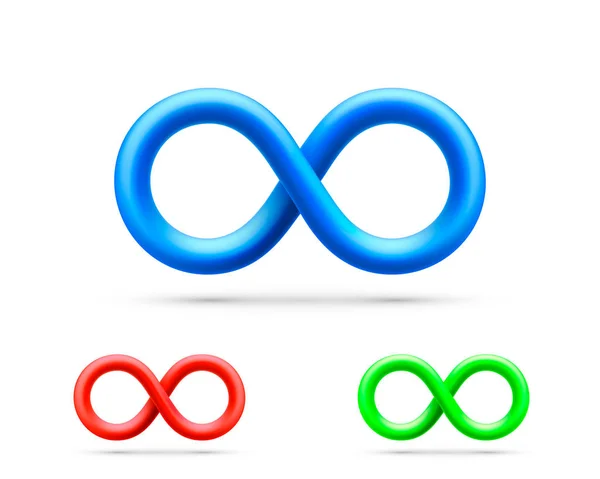 Symbol of infinity art info, color set collection. — Stock Vector