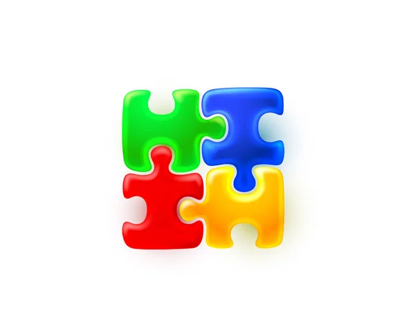 Puzzle couleur signe groupe art, jeu icône idée . — Image vectorielle