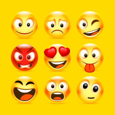 Emoji ve üzgün simgesi ayarla. koleksiyonu