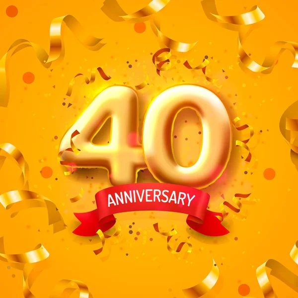Slavnostní výročí balónky, 40 čísel — Stockový vektor