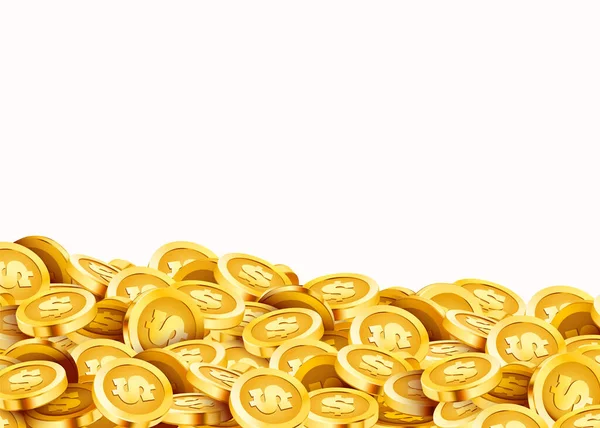 金色闪亮的硬币。一大串旧金属钱珍贵贵宝. — 图库矢量图片