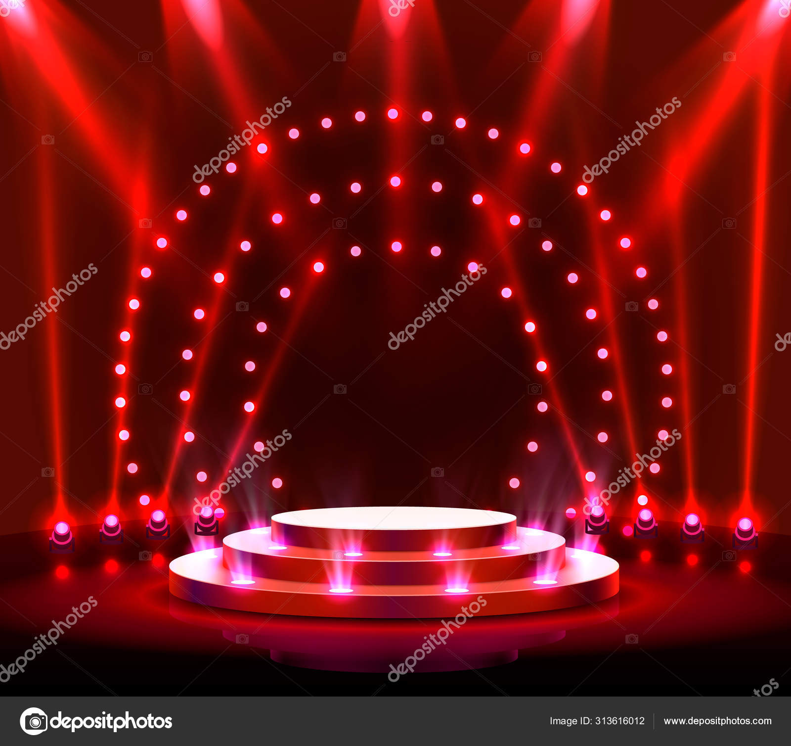 Stage podium with lighting, Stage Podium Scene with for Award Ceremony on  red Background. Stock Vector Image by ©hobbit_art #313616012