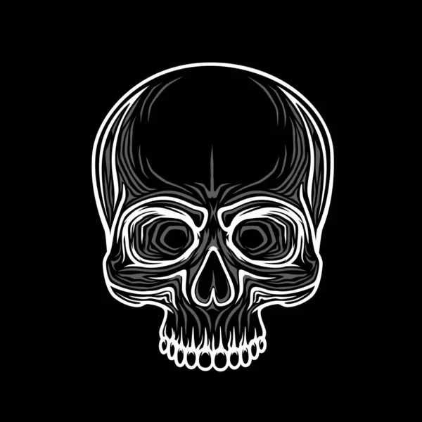 Human skull isolated on black, color object. — Stock Vector