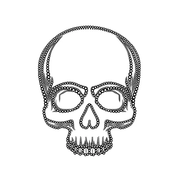 Cráneo humano aislado en negro, objeto de color . — Vector de stock