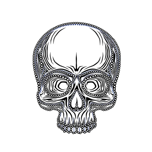 Cráneo humano aislado en negro, objeto de color . — Vector de stock