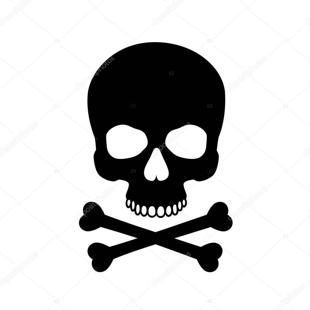 Human skull isolated on black,color symbol. Vector