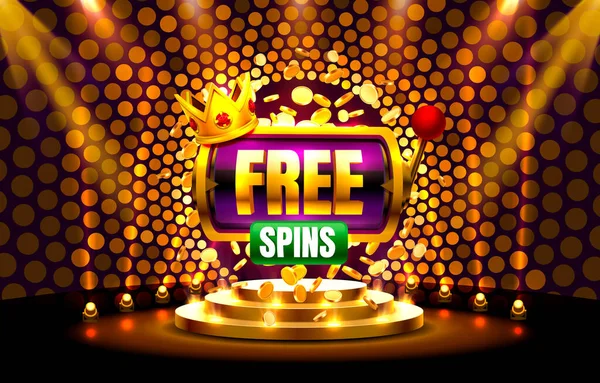 Casino free spins, 777 spelautomat. Vektor — Stock vektor