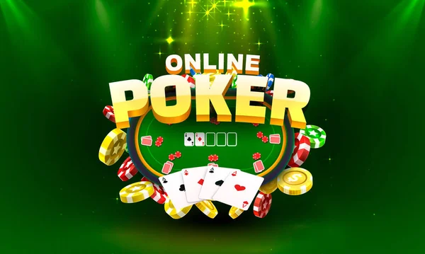 Poker online gamble, jogo de banner, esporte clube. Vetor —  Vetores de Stock