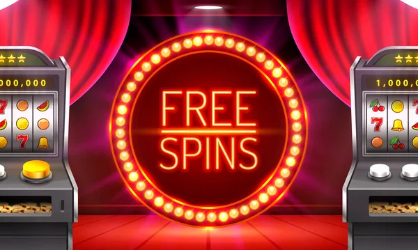 Casino free spins, 777 spelautomat. Vektor — Stock vektor