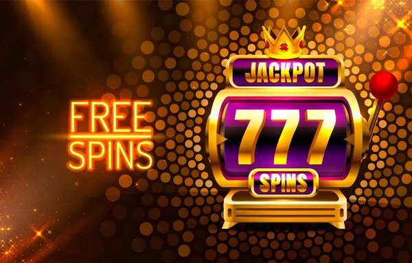 Jackpot King točí 777 banner kasino na zlatém pozadí. — Stockový vektor