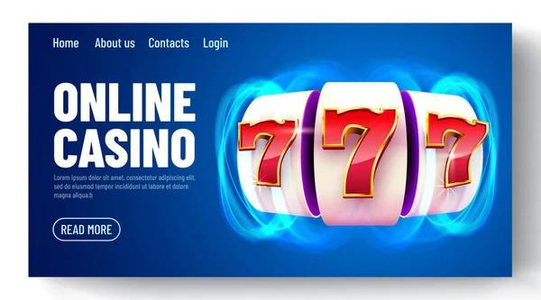 Gyllene spelmaskin med flygande gyllene mynt vinner jackpotten. Online casino. Webb landning sida mall eller banner för internet casino. Stort vinstkoncept. — Stock vektor