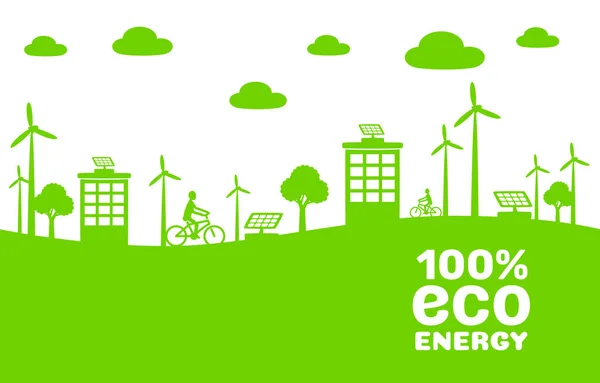 Eco energy generator, natural green electric city. Vector — Stock Vector