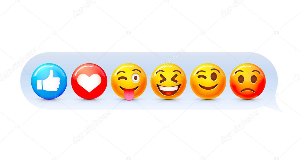 Emoji set icon, collection comic emotion, sign chat. Vector