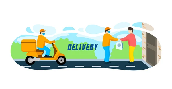 Домашня доставка, швидке отримання вашого замовлення, перевезення вантажів. Векторні — стоковий вектор