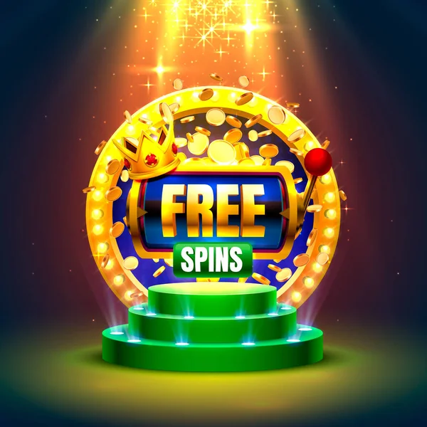 Casino gratis spins, 777 slot sign machine. Vector — Stockvector