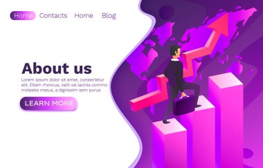 Kariyer basamakları ofis işadamı, finans başarısı pazarlama, iş web tasarımı. Vektör