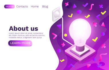 Yaratıcı fikir beyin fırtınası, bilgi lambası sembolü, internet sitesi tasarımı. Vektör