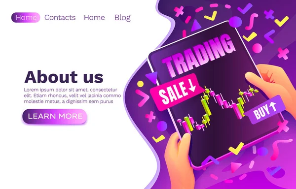 Kereskedelem értékesítés és vásárlás alkalmazás, alkalmazás elemzés grafikon, online weboldal tervezés. Vektor — Stock Vector