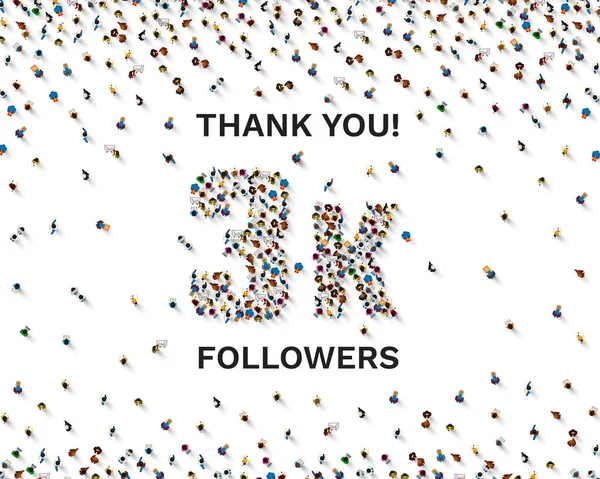 Дякую вам, послідовники народів, 3k онлайн соціальна група, щасливий банер святкування, Вектор — стоковий вектор