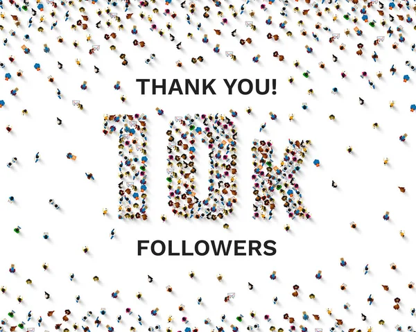 Teşekkürler takipçiler, 10k çevrimiçi sosyal grup, mutlu bayrak kutlaması, Vektör — Stok Vektör