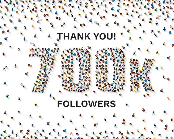 Obrigado seguidores povos, 700k grupo social on-line, feliz bandeira comemorar, Vector —  Vetores de Stock