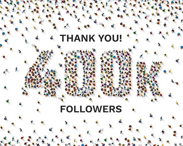 Gracias pueblos seguidores, 400k grupo social en línea, feliz banner celebrar, Vector — Archivo Imágenes Vectoriales