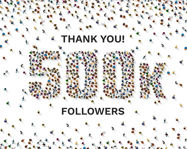 Gracias pueblos seguidores, 500k grupo social en línea, feliz banner celebrar, Vector — Archivo Imágenes Vectoriales