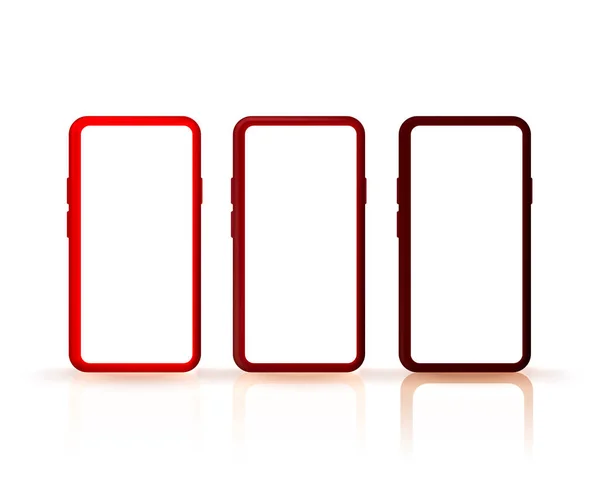 Smartphone färg set samling, mobil skärm, vit bakgrund. Vektor — Stock vektor