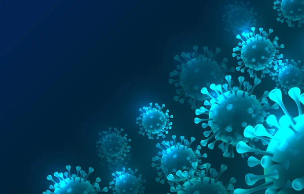 Peligro del organismo viral, macro biología, fondo azul. — Archivo Imágenes Vectoriales