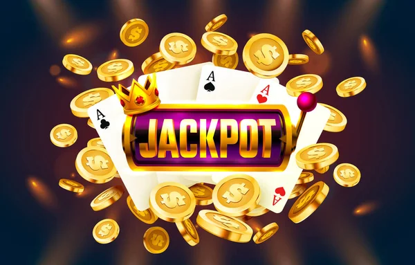 Moeda de casino de jackpot, jogo de máquina de dinheiro agora. Vetor — Vetor de Stock