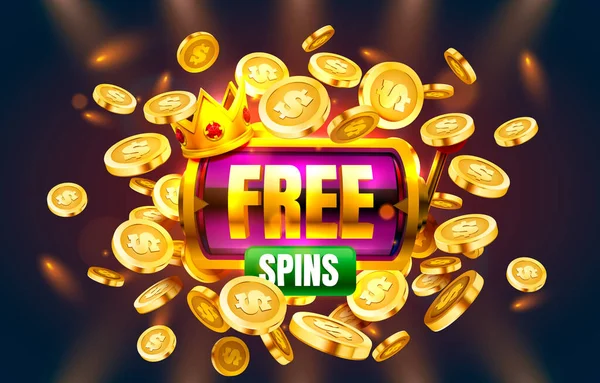 Casino free spins, 777 spelautomat. Vektor — Stock vektor