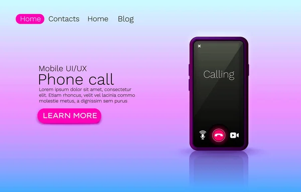 Приложение для телефонных звонков, онлайн видео чат. Вектор — стоковый вектор