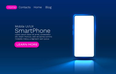 Akıllı telefon mobil ekranı, teknoloji mobil ekran ışığı. Vektör
