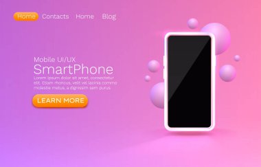 Akıllı telefon mobil ekranı, teknoloji mobil ekran ışığı. Vektör