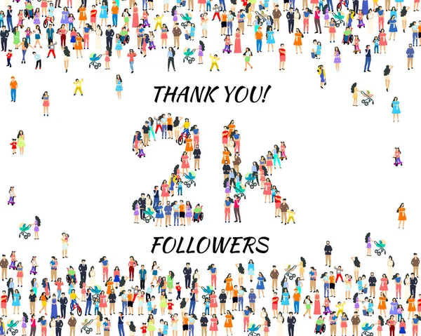 Дякую вам, послідовники народів, 2k онлайн соціальна група, щасливий банер святкування, Вектор — стоковий вектор