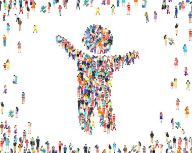 Aile imzası, mutlu bir grup insan, yaşam forumu. Vektör