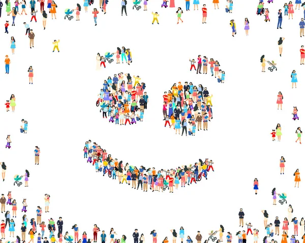 People emoji sign, happy group of people, life forum. Vector