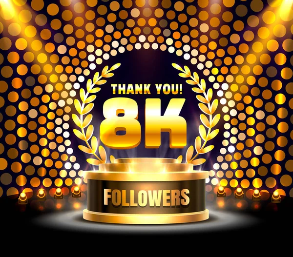 Děkuji vám následovníci národy, 8k online sociální skupina, šťastný prapor slavit, Vektor — Stockový vektor