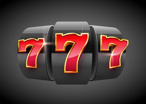 Zwarte gokautomaat wint de jackpot. 777 Groot win concept. Casino jackpot. — Stockvector